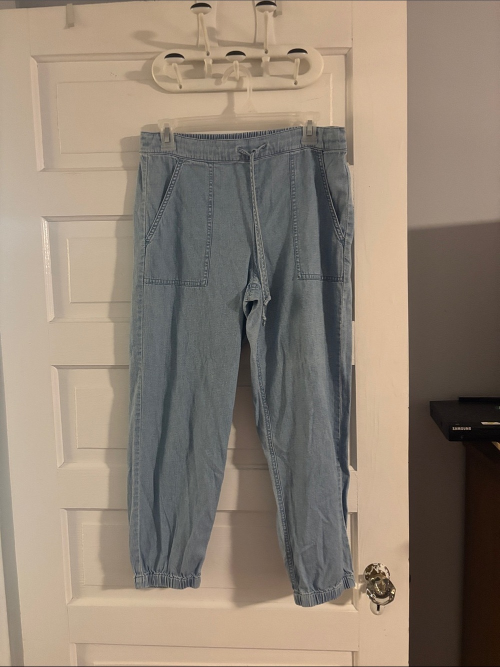 Light Wash Drawstring Denim Joggers